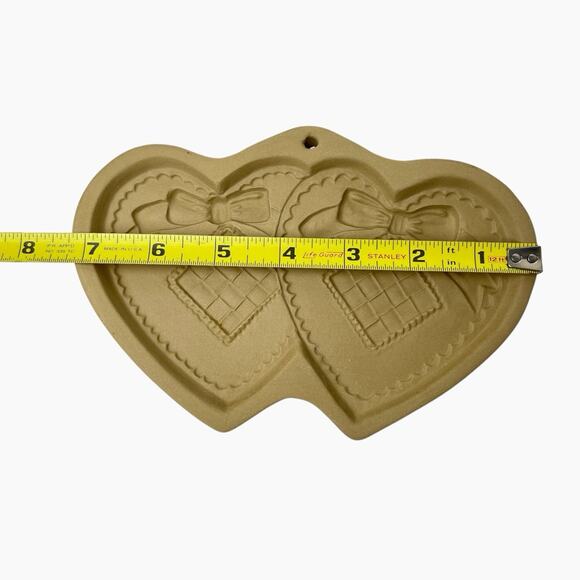 Brown Bag Cookie Art Mold Double Hearts Design Ceramic 1988 Cottagecore Vintage - Picture 8 of 9